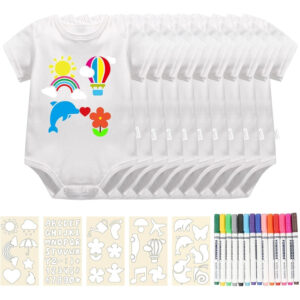 Pack 10 Baberos Blancos para Pintar + Rotuladores y Plantillas